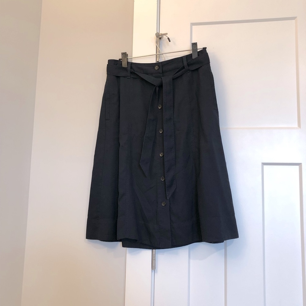 Talbots Poplin Button Front Full Midi Skirt Size 6 - image 1